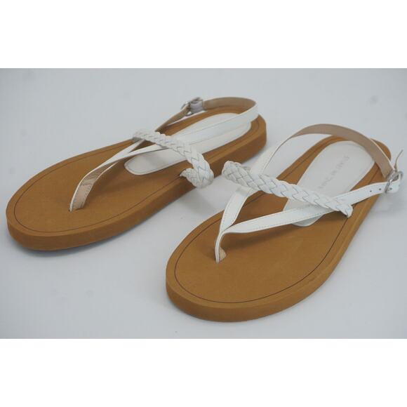 Stuart Weitzman White Contempo Braided Leather Thong Strap Sandals SZ 6 New $250 - Picture 3 of 10